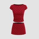 Soleil Polka Set — Polka Dot Ruched Top & Mini Skort