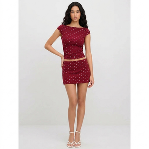 Soleil Polka Set — Polka Dot Ruched Top & Mini Skort