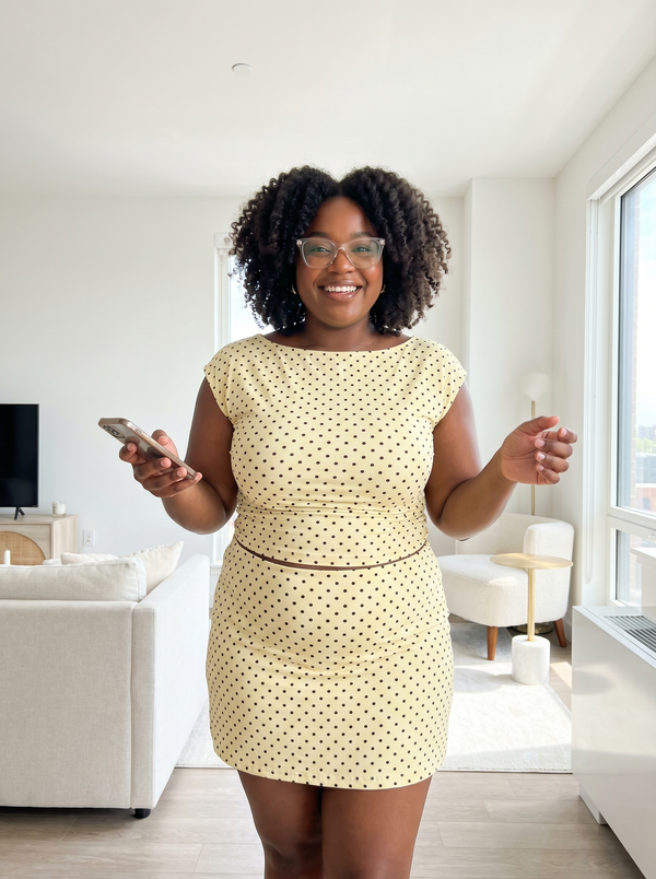 Soleil Polka Set — Polka Dot Ruched Top & Mini Skort
